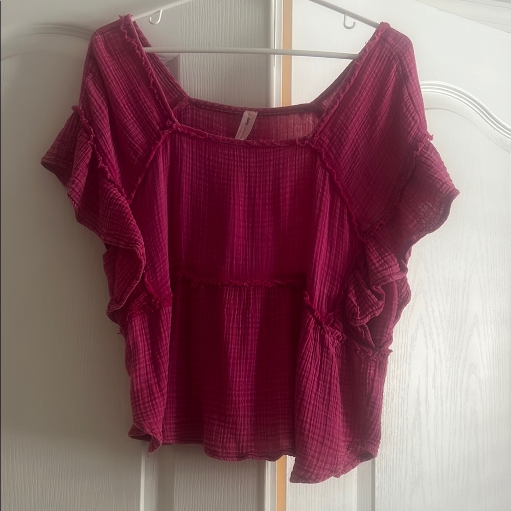 Women's Pink Ruffle Top